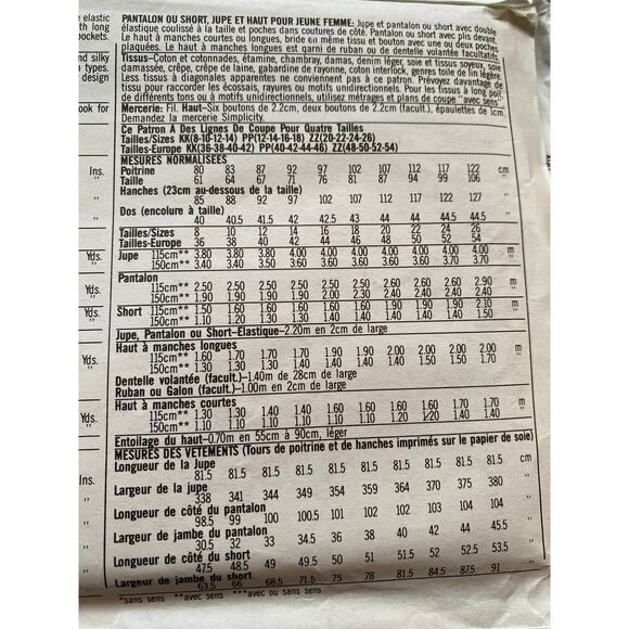 Simplicity sewing pattern  7957 top pant skirt size 8-14 - Picture 5 of 5